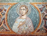 "San Giovanni apostolo, particolare degli affreschi duecenteschi".